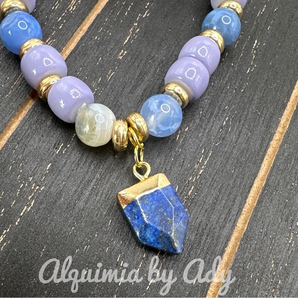 Alquimia Blue and Purple Beaded Bracelet with Metallic Accents - Picture 2 of 2